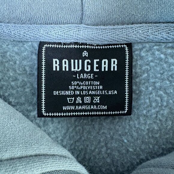 Rawgear Zip Up Fleece Hoodie Jacket Mens L Gray Ape Logo Long Sleeve - Picture 6 of 11